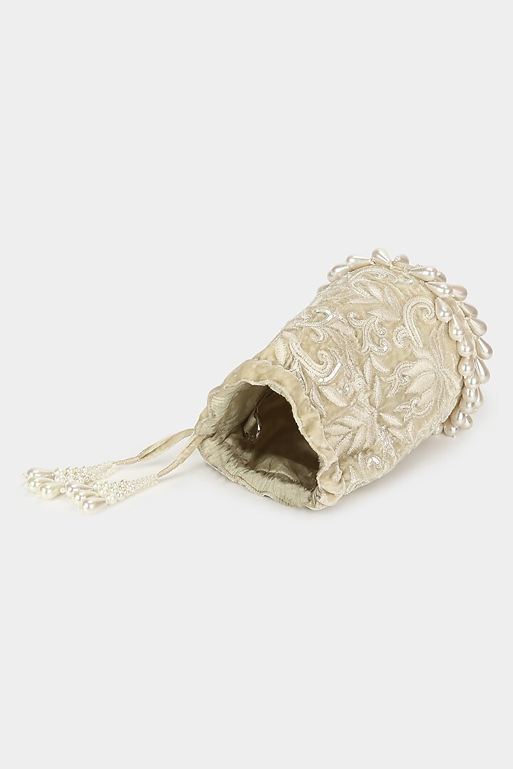 Mint Green Embroidered Bucket Bag by Aanchal Sayal at Pernia's Pop Up Shop