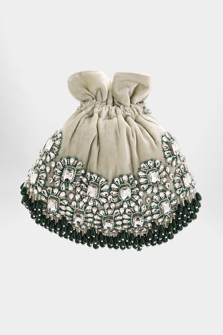 Mint Green Embellished Potli by Aanchal Sayal at Pernia's Pop Up Shop