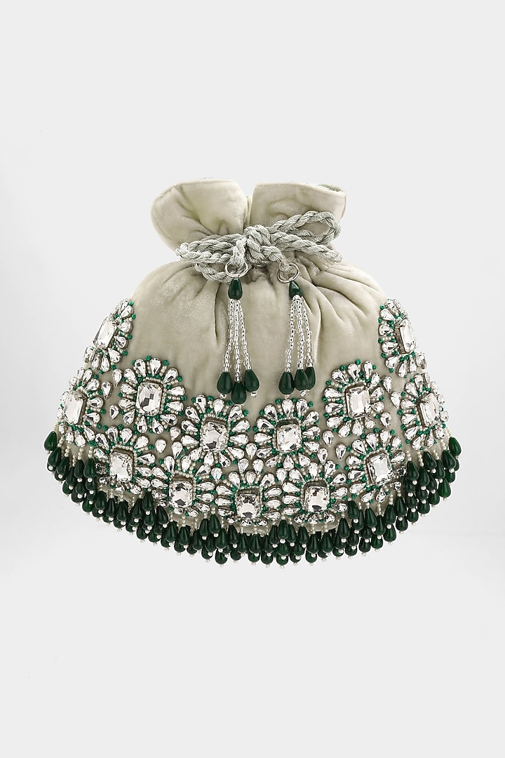 Mint Green Embellished Potli by Aanchal Sayal at Pernia's Pop Up Shop