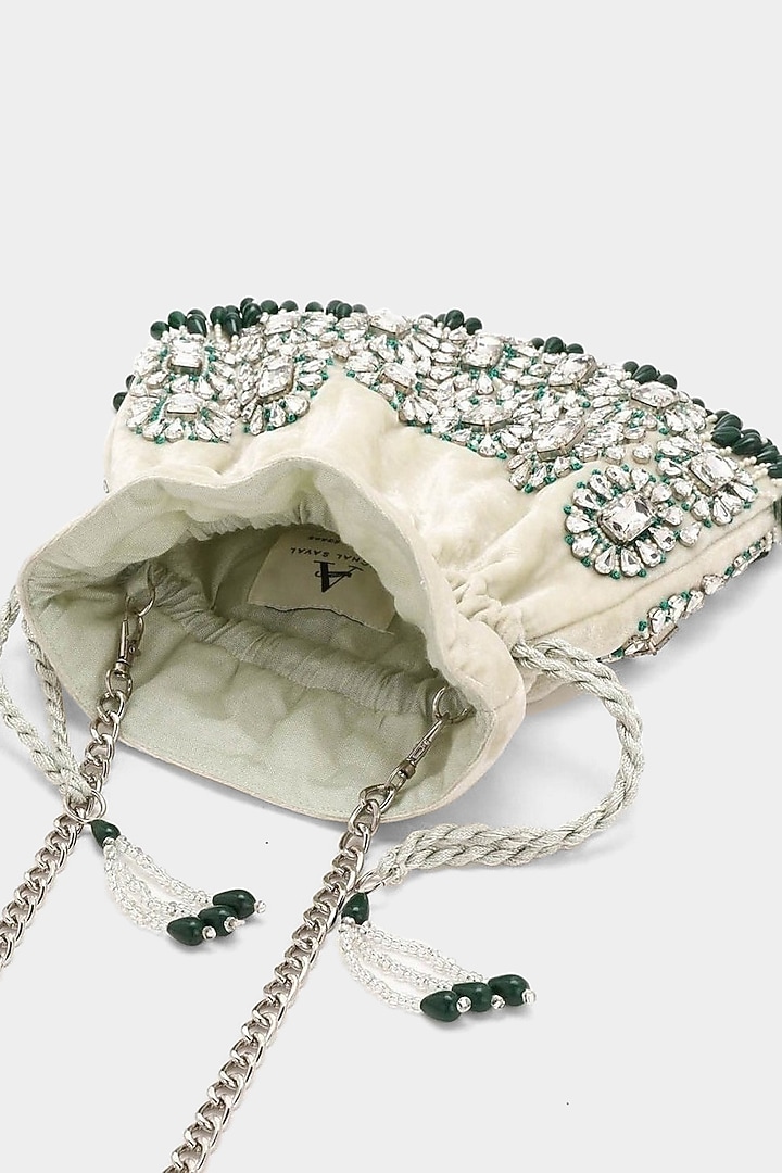 Mint Green Embellished Potli by Aanchal Sayal at Pernia's Pop Up Shop