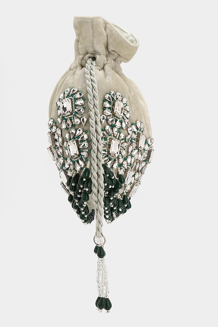 Mint Green Embellished Potli by Aanchal Sayal at Pernia's Pop Up Shop
