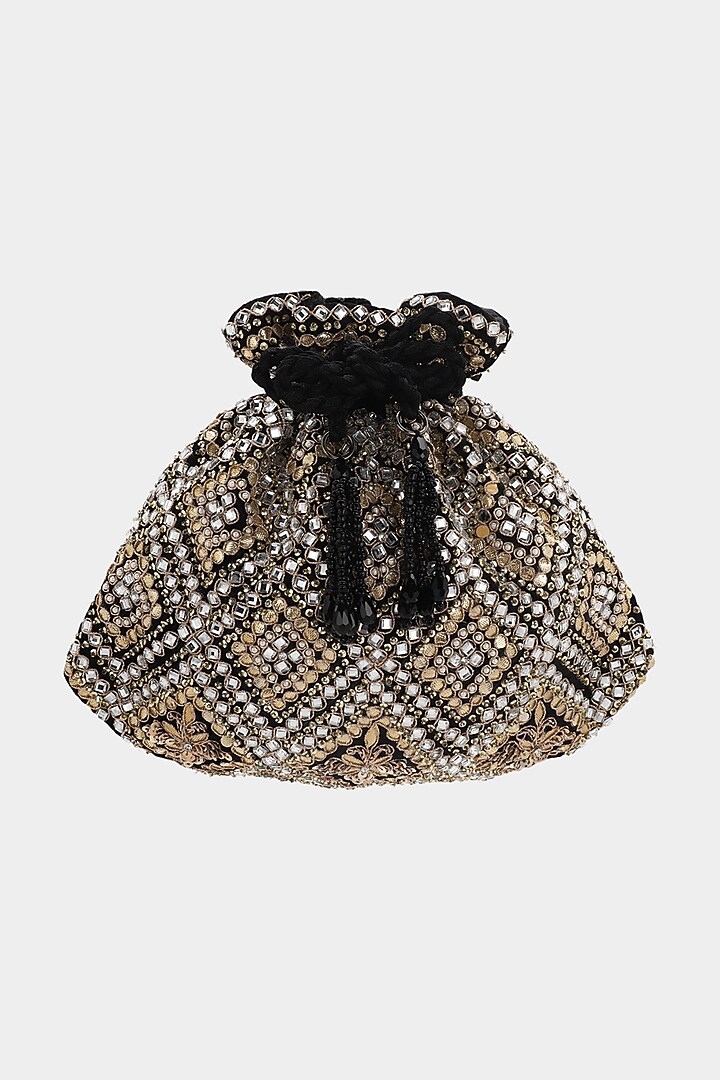 Black Zardosi Potli by Aanchal Sayal at Pernia's Pop Up Shop