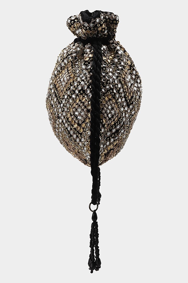 Black Zardosi Potli by Aanchal Sayal at Pernia's Pop Up Shop
