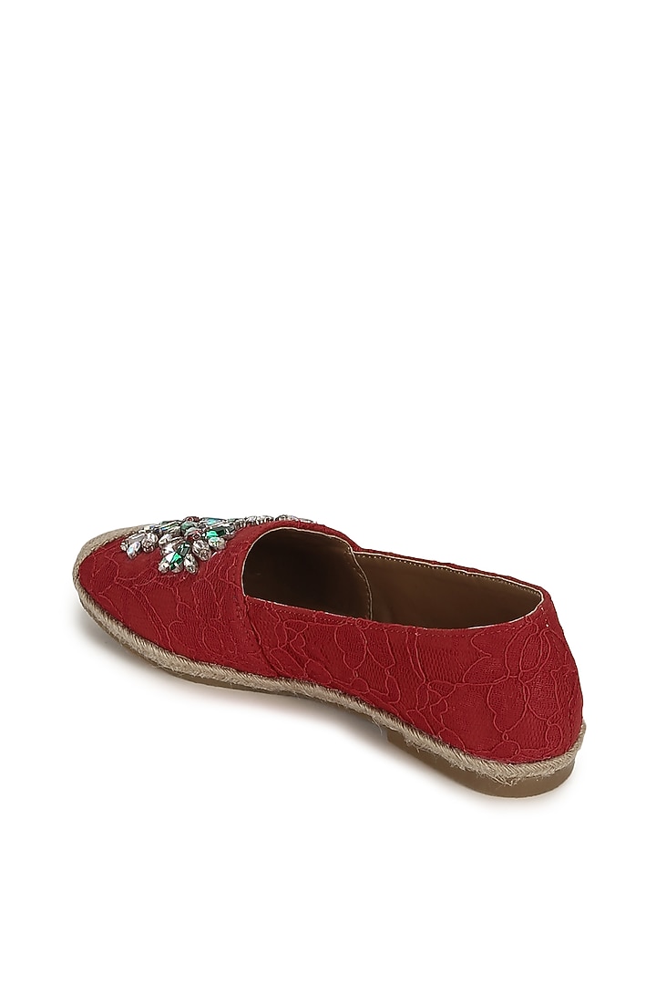 Red Crystal Mules by Aanchal Sayal at Pernia's Pop Up Shop