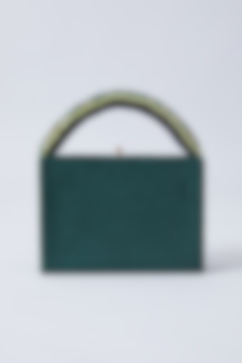 Emerald Green Suede Embroidered Handbag by Aanchal Sayal at Pernia's Pop Up Shop