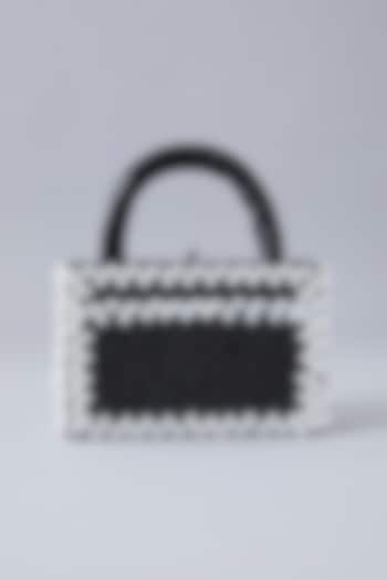Black Suede Pearl Structured Handbag by Aanchal Sayal