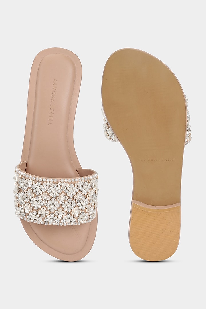 Ivory Micro Pearl Sliders by Aanchal Sayal at Pernia's Pop Up Shop