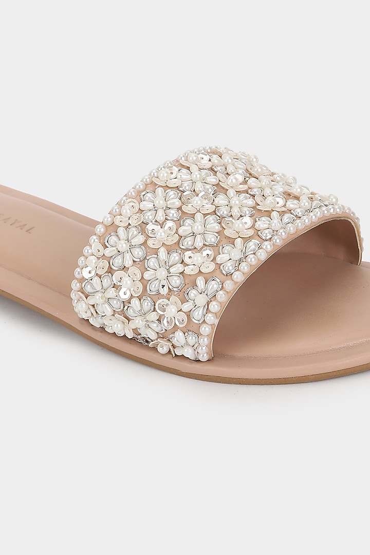 Ivory Micro Pearl Sliders by Aanchal Sayal at Pernia's Pop Up Shop