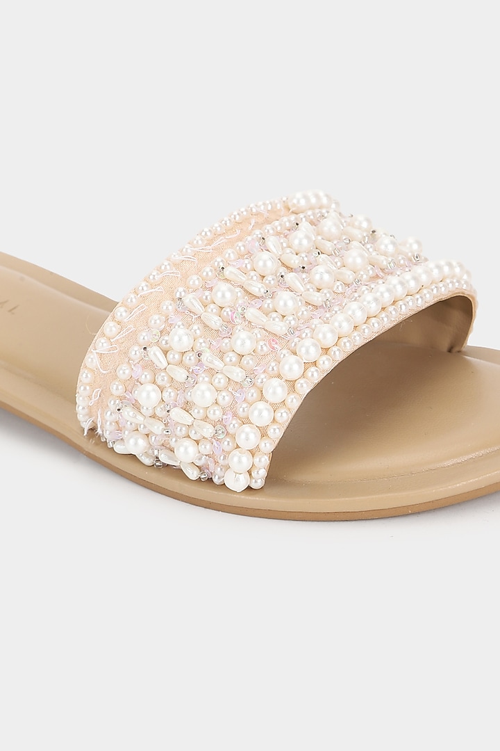 Blush Pink Sequins Sliders by Aanchal Sayal at Pernia's Pop Up Shop