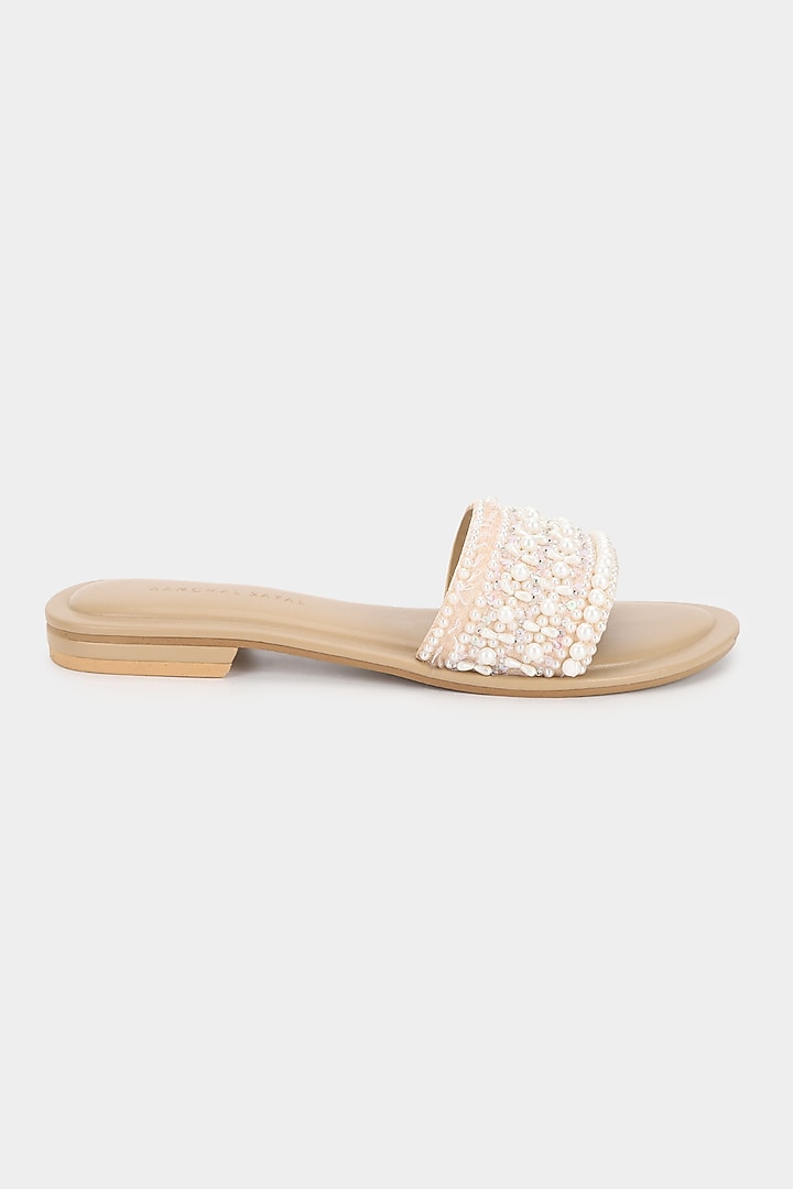 Blush Pink Sequins Sliders by Aanchal Sayal at Pernia's Pop Up Shop