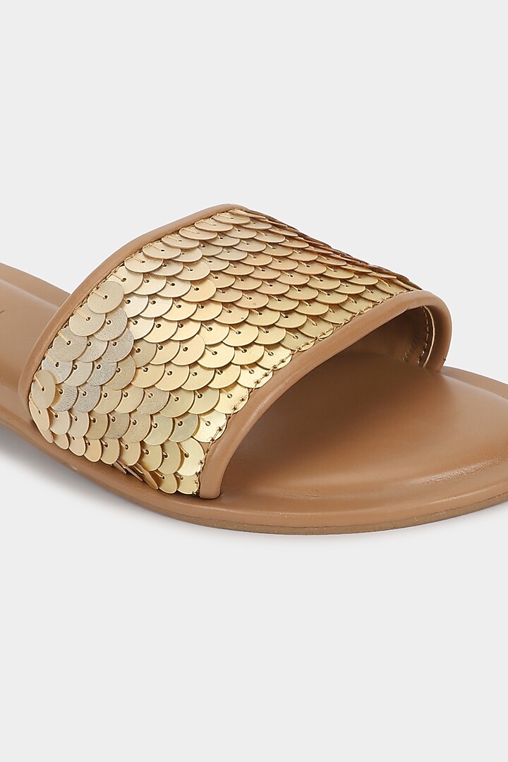 Gold Sequins Sliders by Aanchal Sayal at Pernia's Pop Up Shop