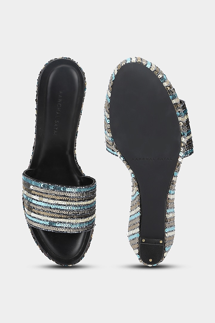 Multi-Colored Embellished Wedges by Aanchal Sayal at Pernia's Pop Up Shop