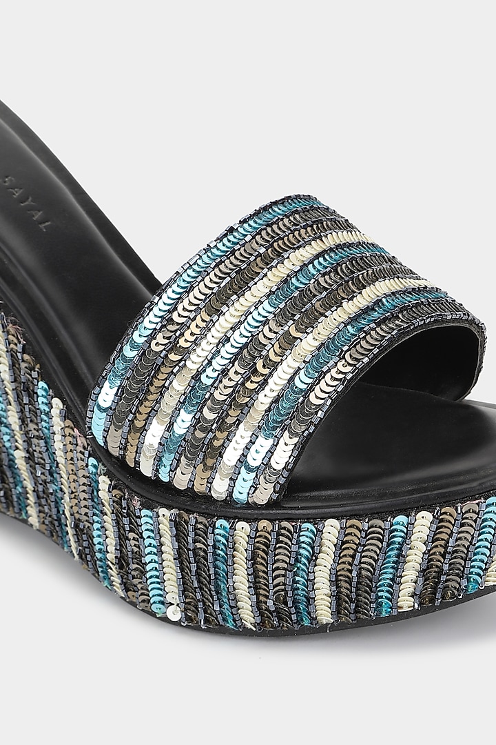 Multi-Colored Embellished Wedges by Aanchal Sayal at Pernia's Pop Up Shop