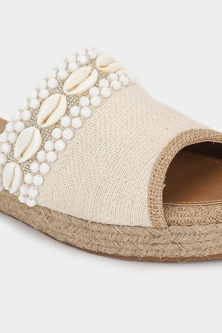 Ivory Embellished Mules by Aanchal Sayal at Pernia's Pop Up Shop