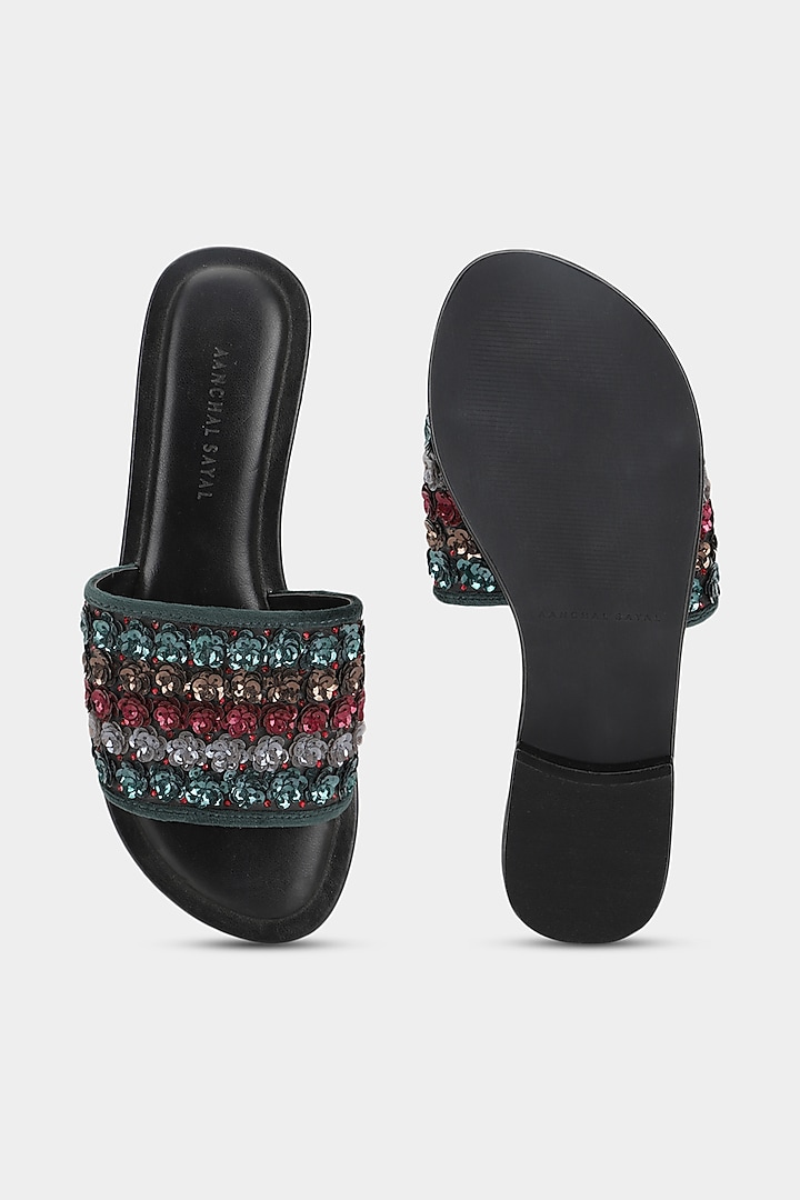 Multi-Coloured Embellished Sliders by Aanchal Sayal at Pernia's Pop Up Shop