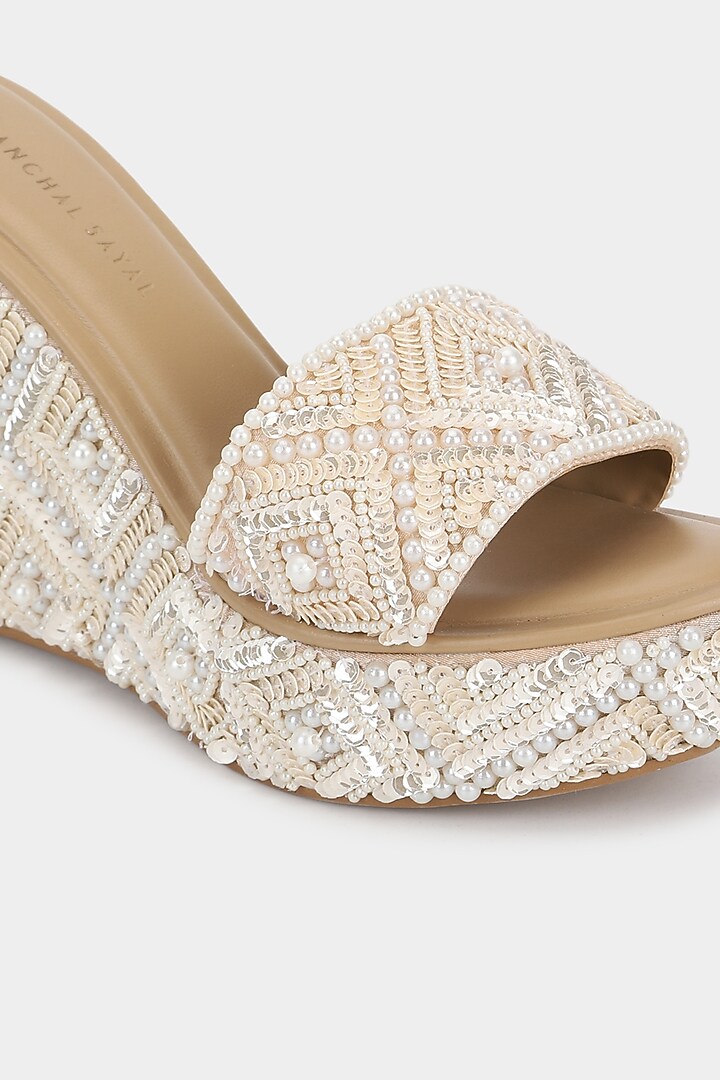 Ivory Micro Pearl Wedges by Aanchal Sayal at Pernia's Pop Up Shop