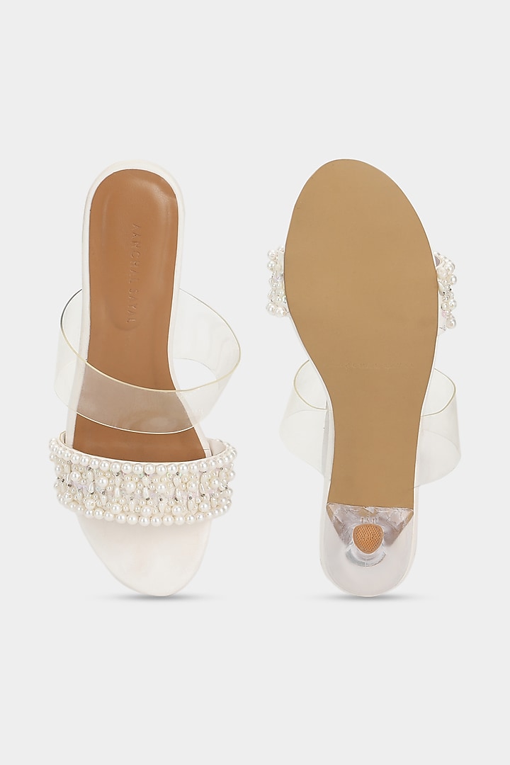 Ivory Embellished Heels by Aanchal Sayal at Pernia's Pop Up Shop
