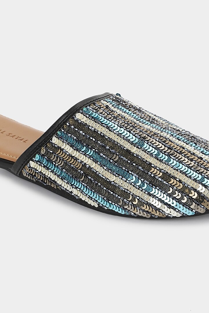 Multi-Colored Mules With Sequins by Aanchal Sayal at Pernia's Pop Up Shop