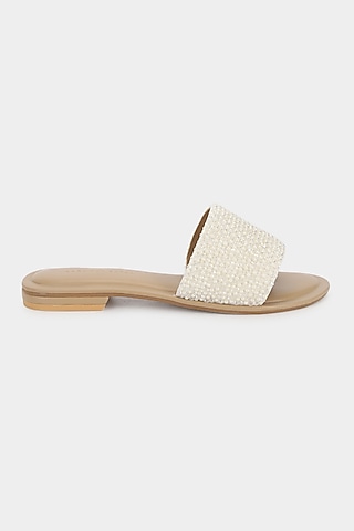 Ivory Sliders With Micro Pearls by Aanchal Sayal