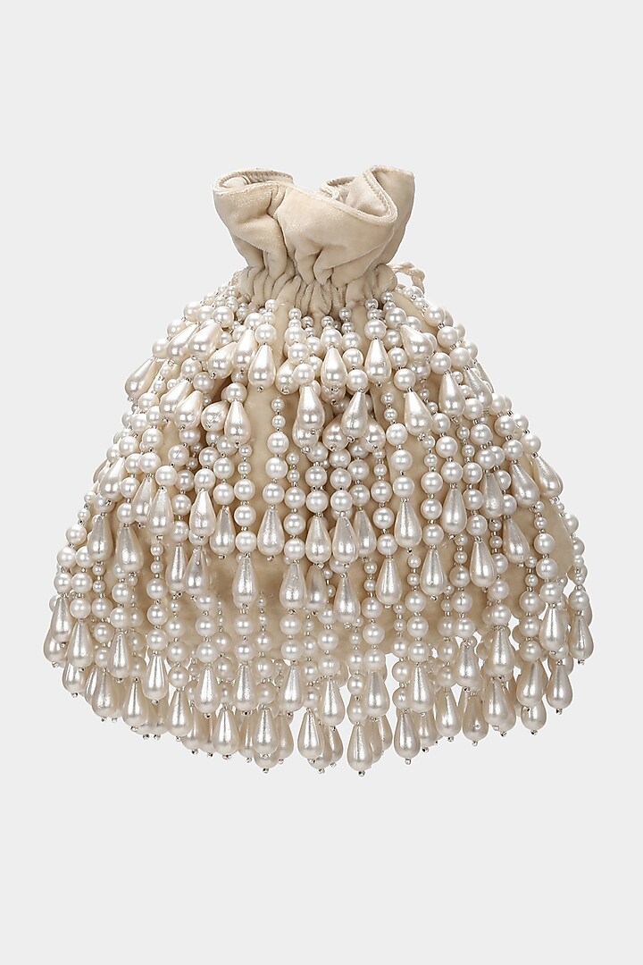 Ivory Embroidered Potli by Aanchal Sayal at Pernia's Pop Up Shop