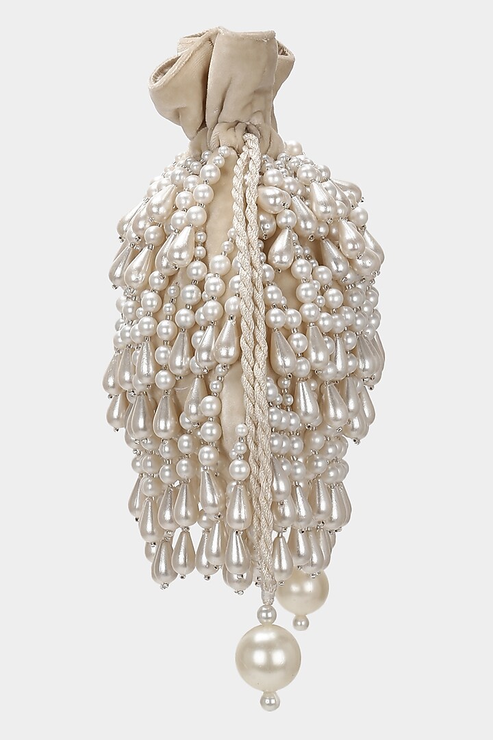 Ivory Embroidered Potli by Aanchal Sayal at Pernia's Pop Up Shop