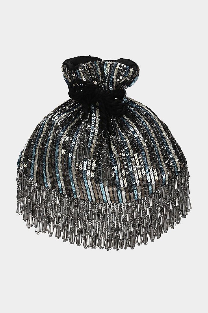 Black Embroidered Potli by Aanchal Sayal at Pernia's Pop Up Shop