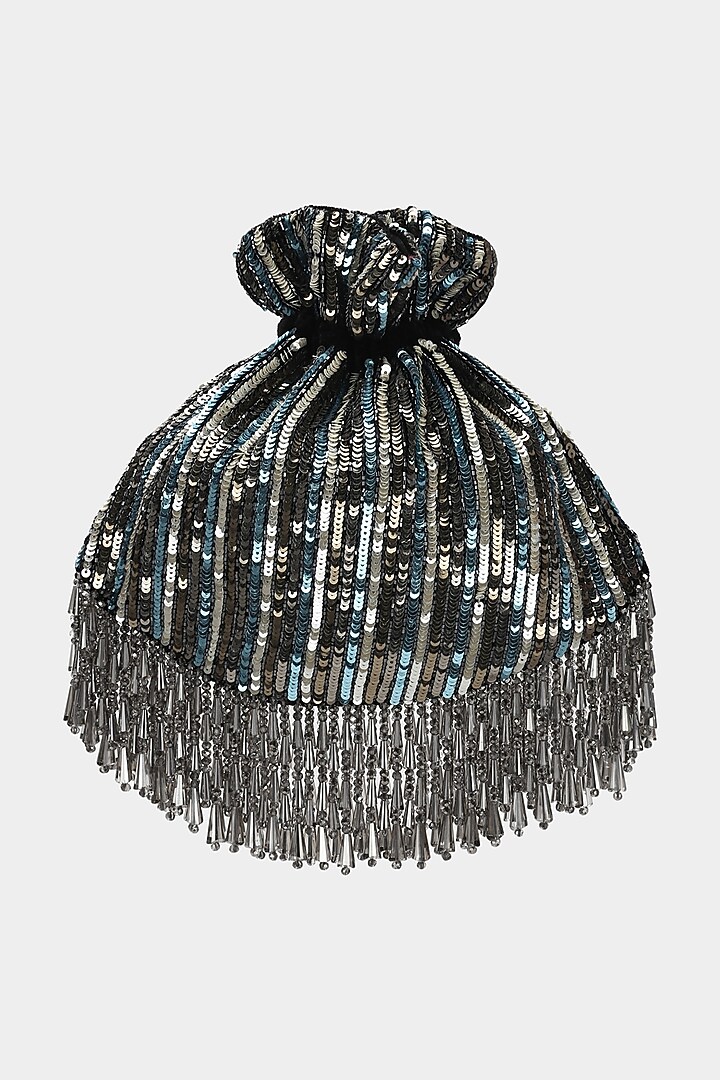 Black Embroidered Potli by Aanchal Sayal at Pernia's Pop Up Shop