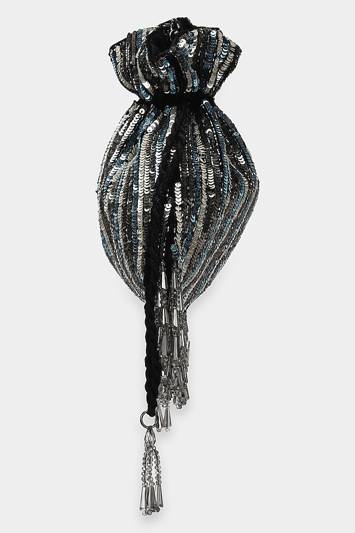 Black Embroidered Potli by Aanchal Sayal at Pernia's Pop Up Shop
