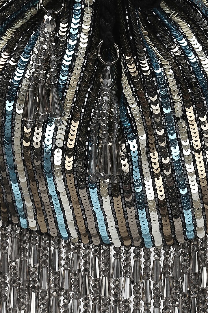 Black Embroidered Potli by Aanchal Sayal at Pernia's Pop Up Shop