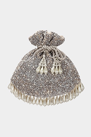 Silver Embroidered Potli by Aanchal Sayal