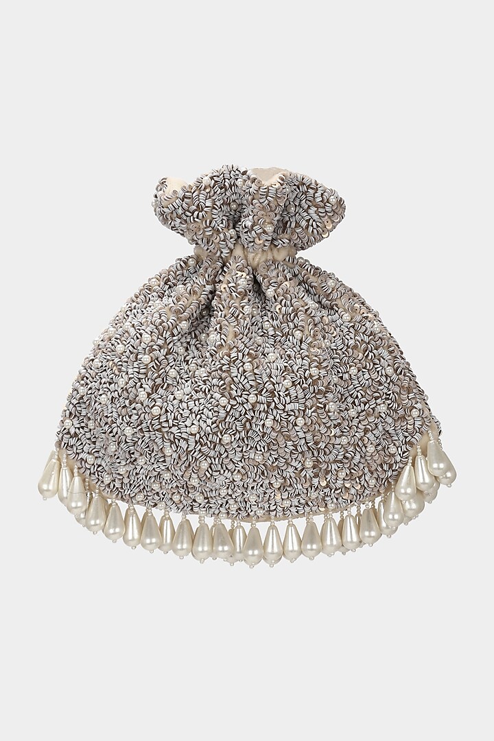 Silver Embroidered Potli by Aanchal Sayal at Pernia's Pop Up Shop