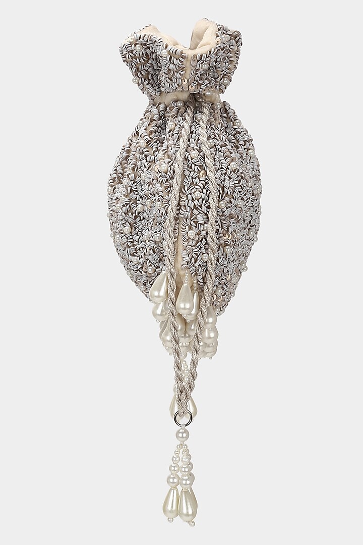 Silver Embroidered Potli by Aanchal Sayal at Pernia's Pop Up Shop