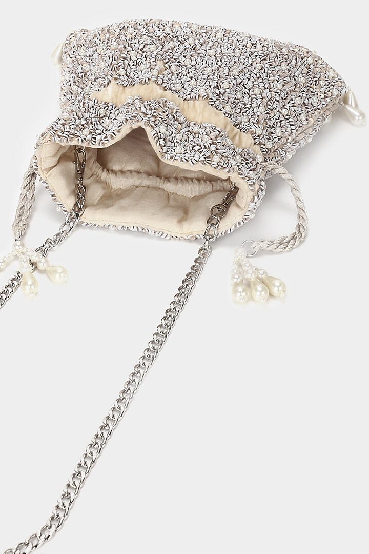 Silver Embroidered Potli by Aanchal Sayal at Pernia's Pop Up Shop