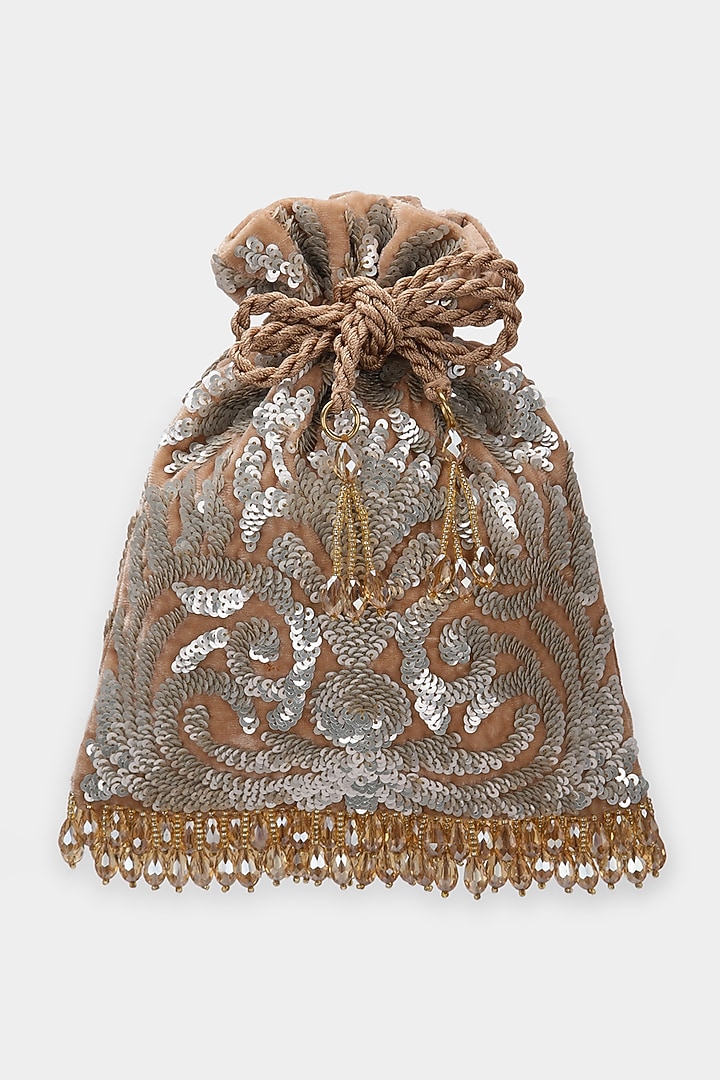 Bronze Embroidered Potli by Aanchal Sayal at Pernia's Pop Up Shop