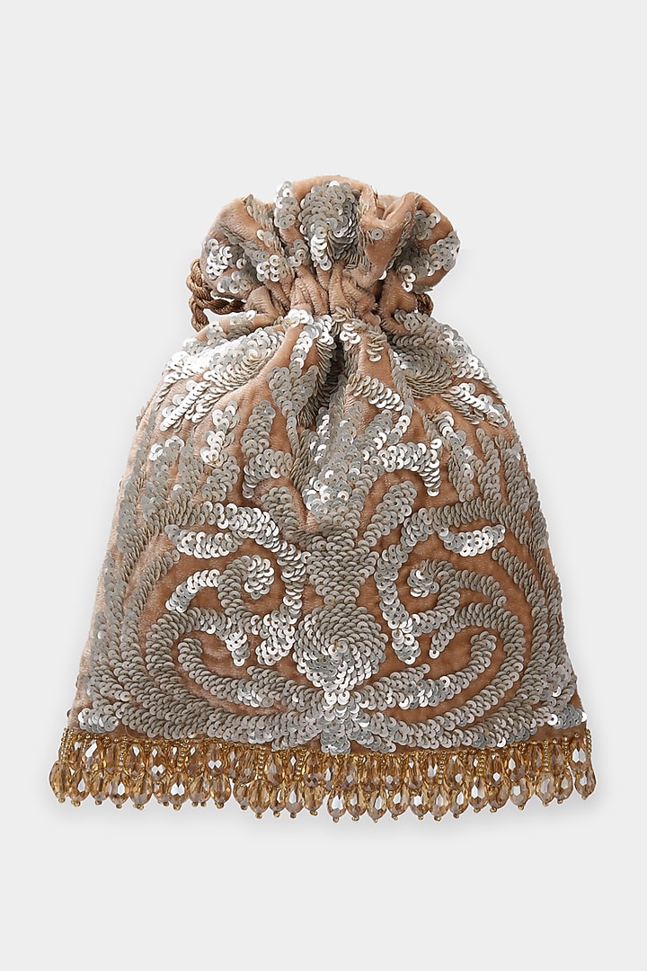 Bronze Embroidered Potli by Aanchal Sayal at Pernia's Pop Up Shop