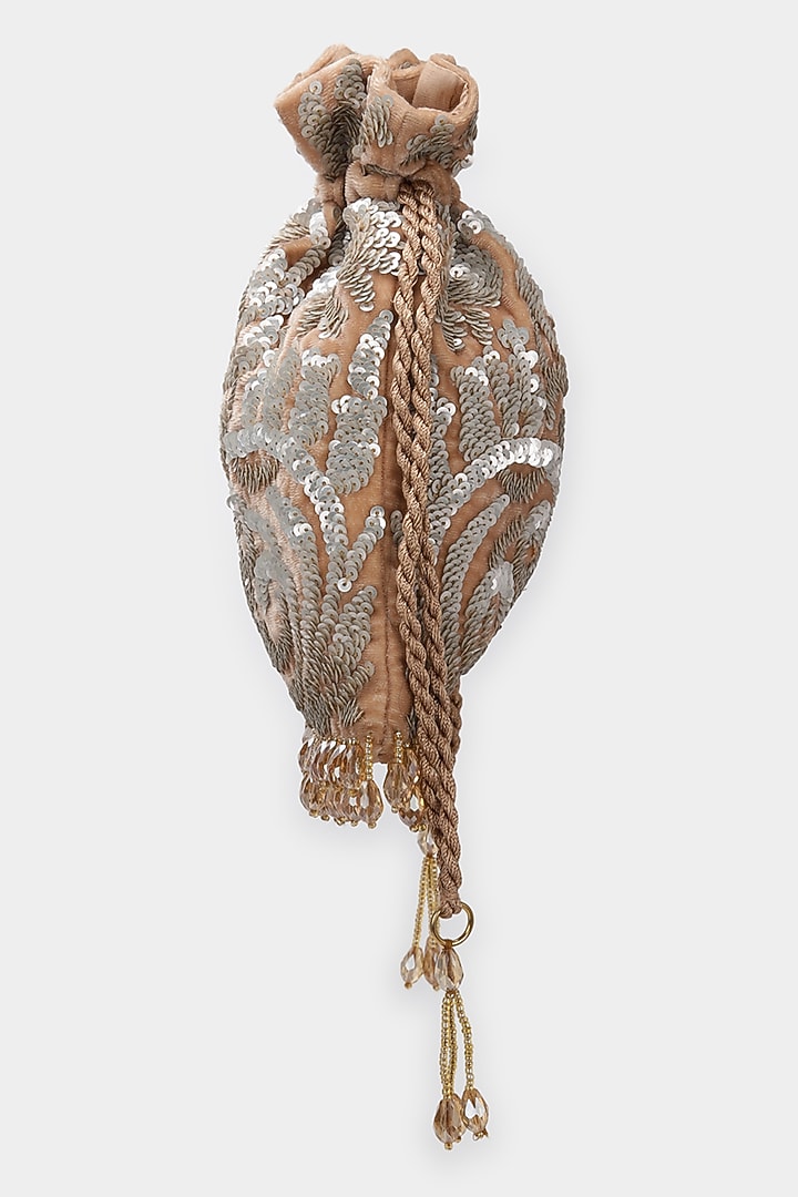Bronze Embroidered Potli by Aanchal Sayal at Pernia's Pop Up Shop