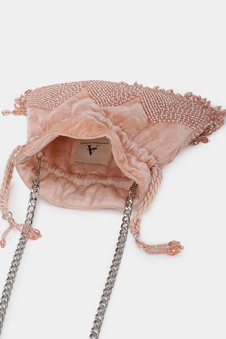 Pink Velvet Embroidered Potli by Aanchal Sayal at Pernia's Pop Up Shop