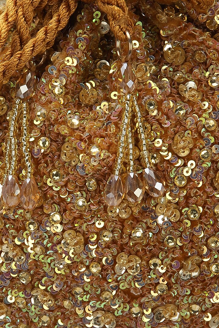 Golden Embroidered Potli by Aanchal Sayal at Pernia's Pop Up Shop