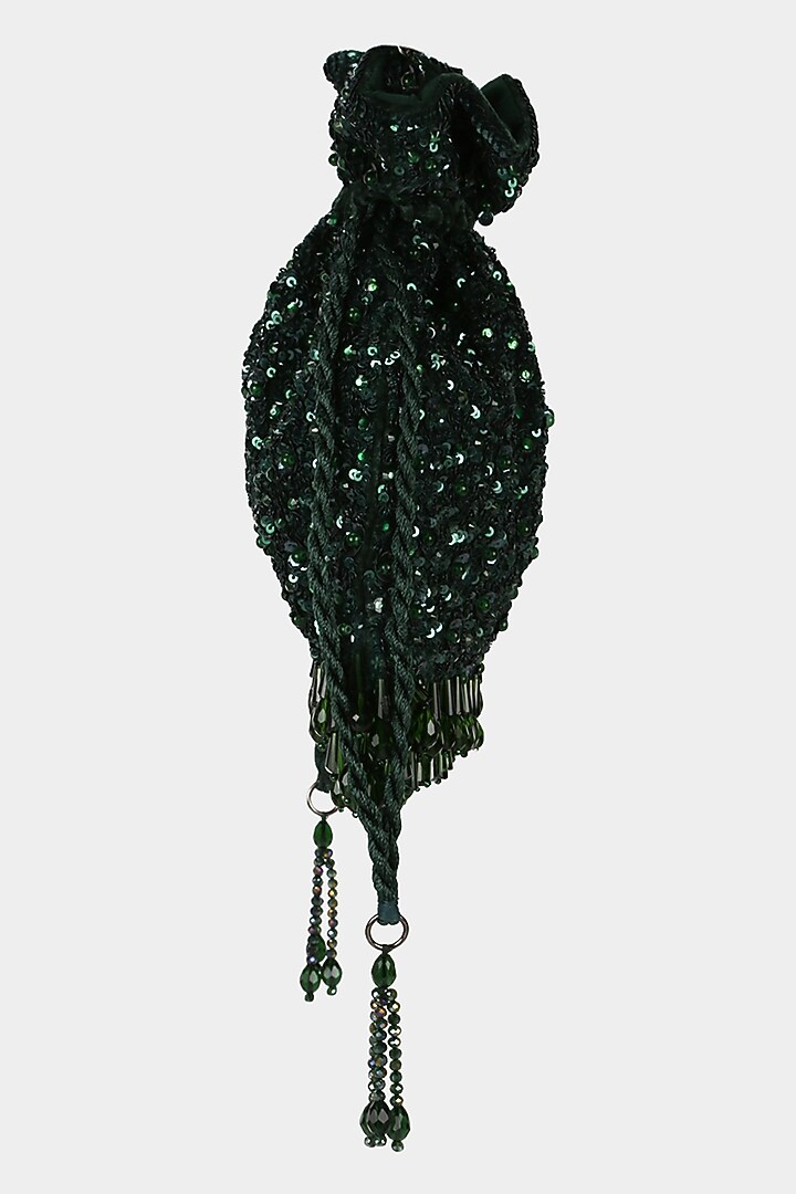 Emerald Green Embroidered Potli by Aanchal Sayal at Pernia's Pop Up Shop
