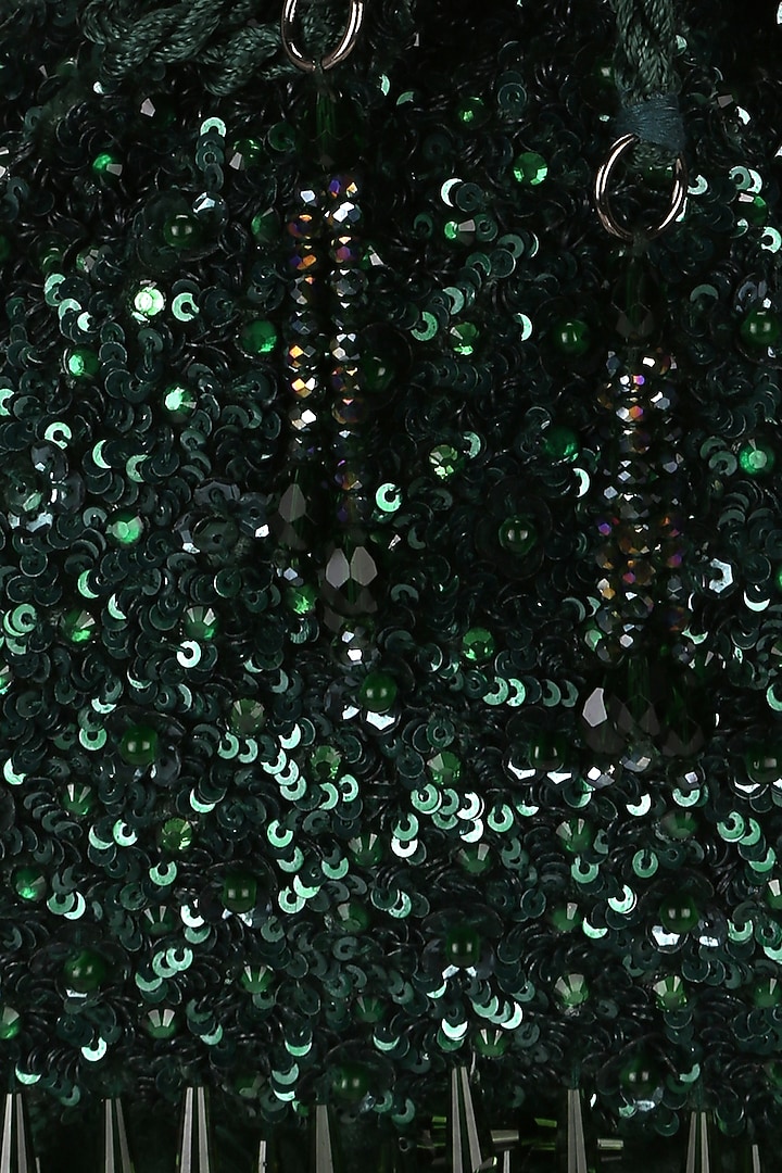 Emerald Green Embroidered Potli by Aanchal Sayal at Pernia's Pop Up Shop