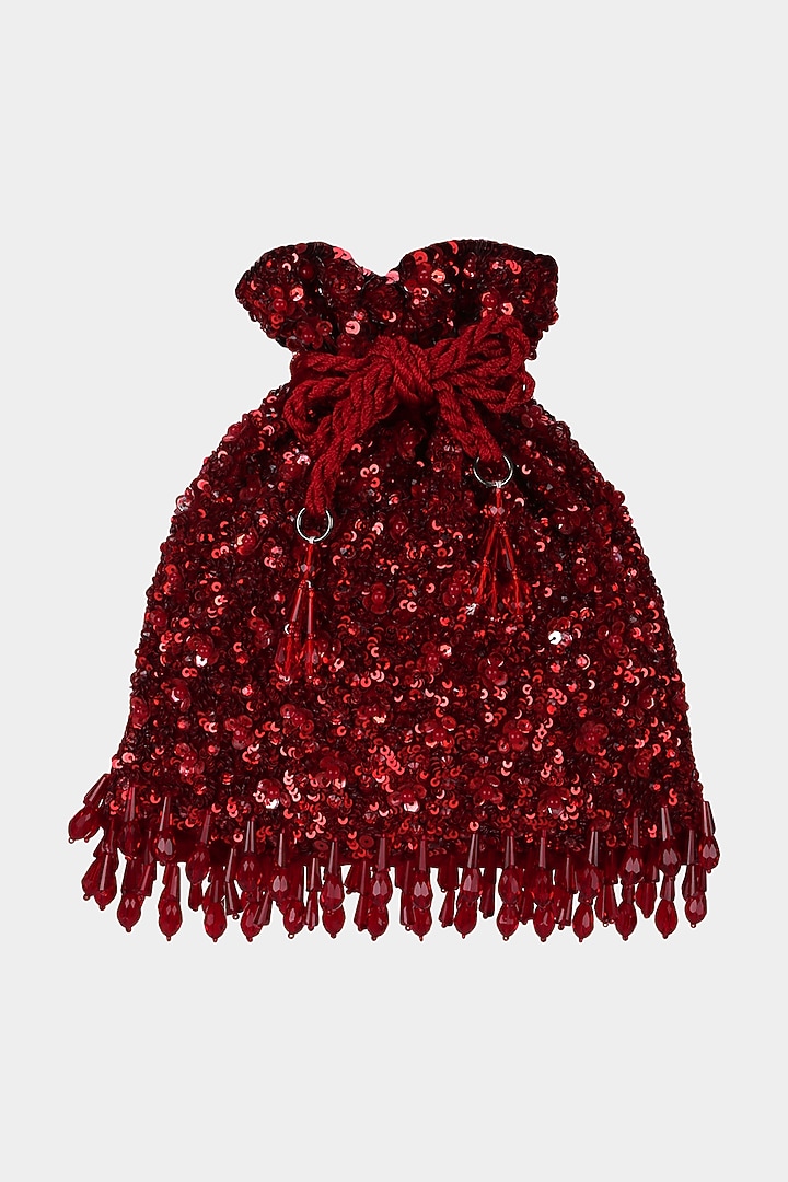 Deep Red Embroidered Potli by Aanchal Sayal at Pernia's Pop Up Shop