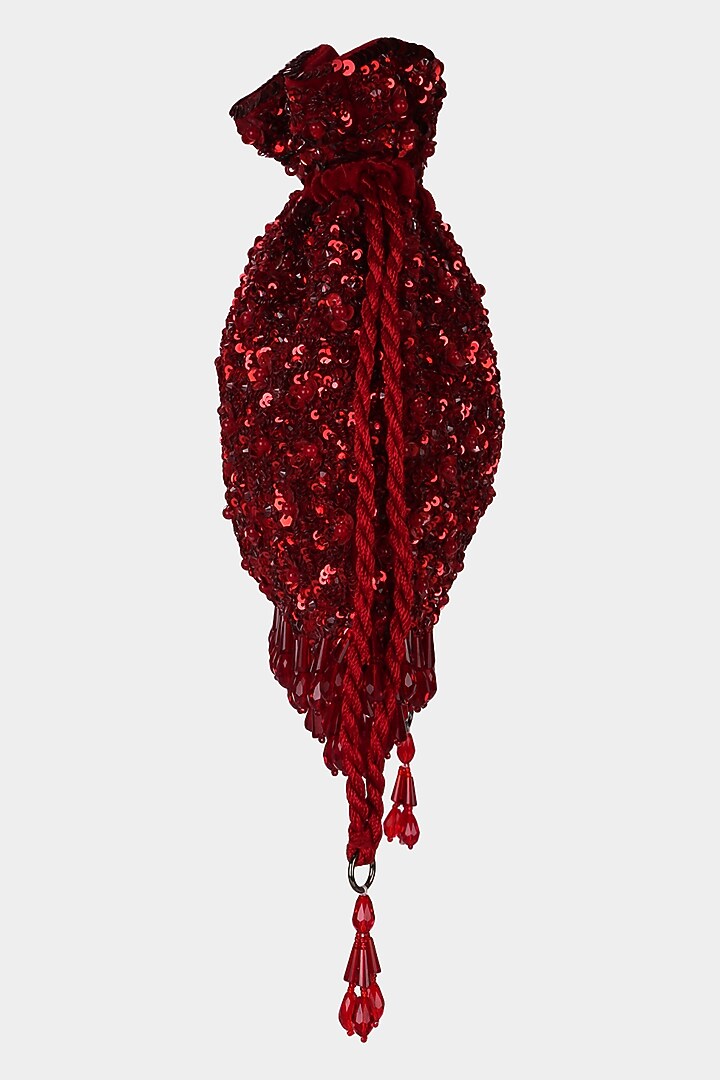 Deep Red Embroidered Potli by Aanchal Sayal at Pernia's Pop Up Shop