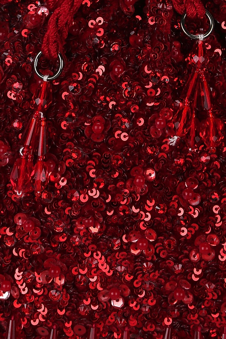 Deep Red Embroidered Potli by Aanchal Sayal at Pernia's Pop Up Shop