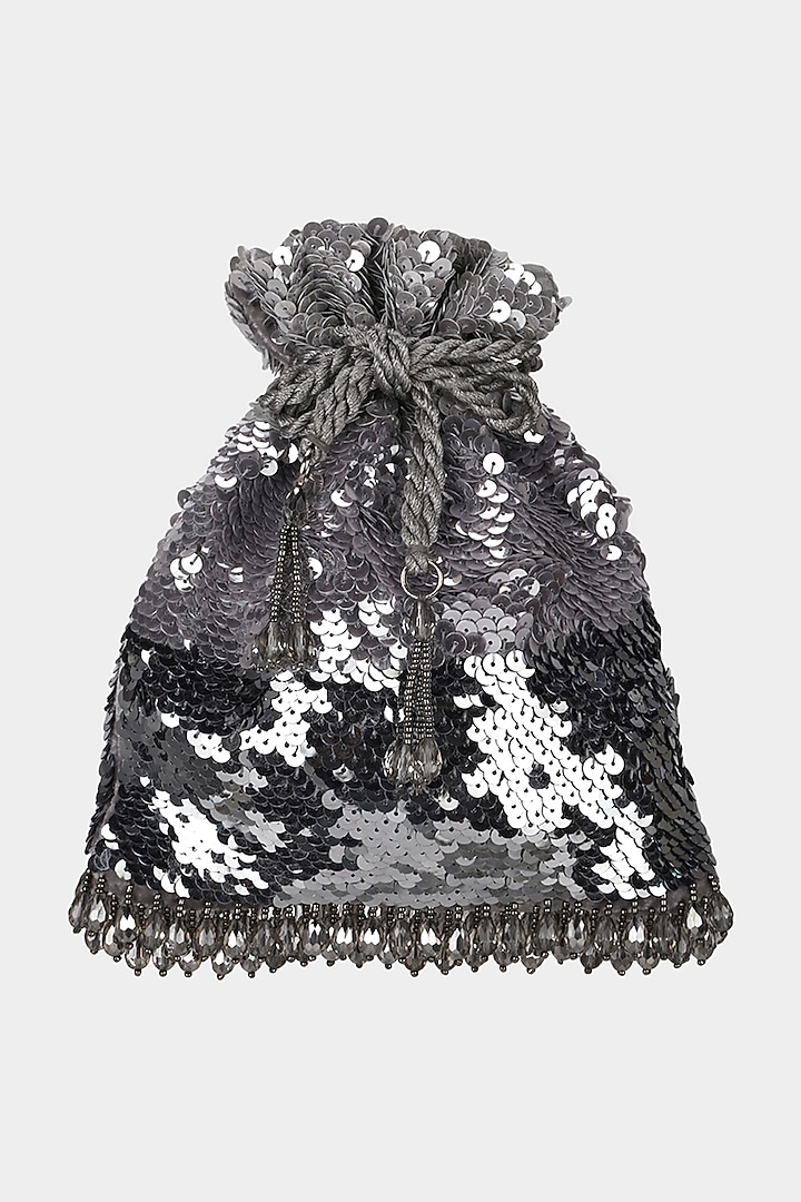 Silver Embroidered Handmade Potli by Aanchal Sayal at Pernia's Pop Up Shop