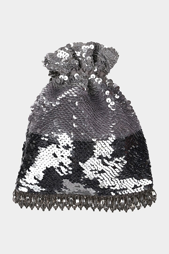 Silver Embroidered Handmade Potli by Aanchal Sayal at Pernia's Pop Up Shop