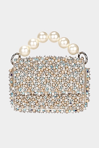 Beige Embellished Mini Bag by Aanchal Sayal