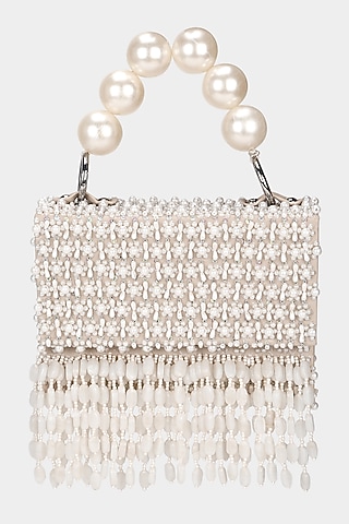 Ivory Embellished Mini Bag by Aanchal Sayal