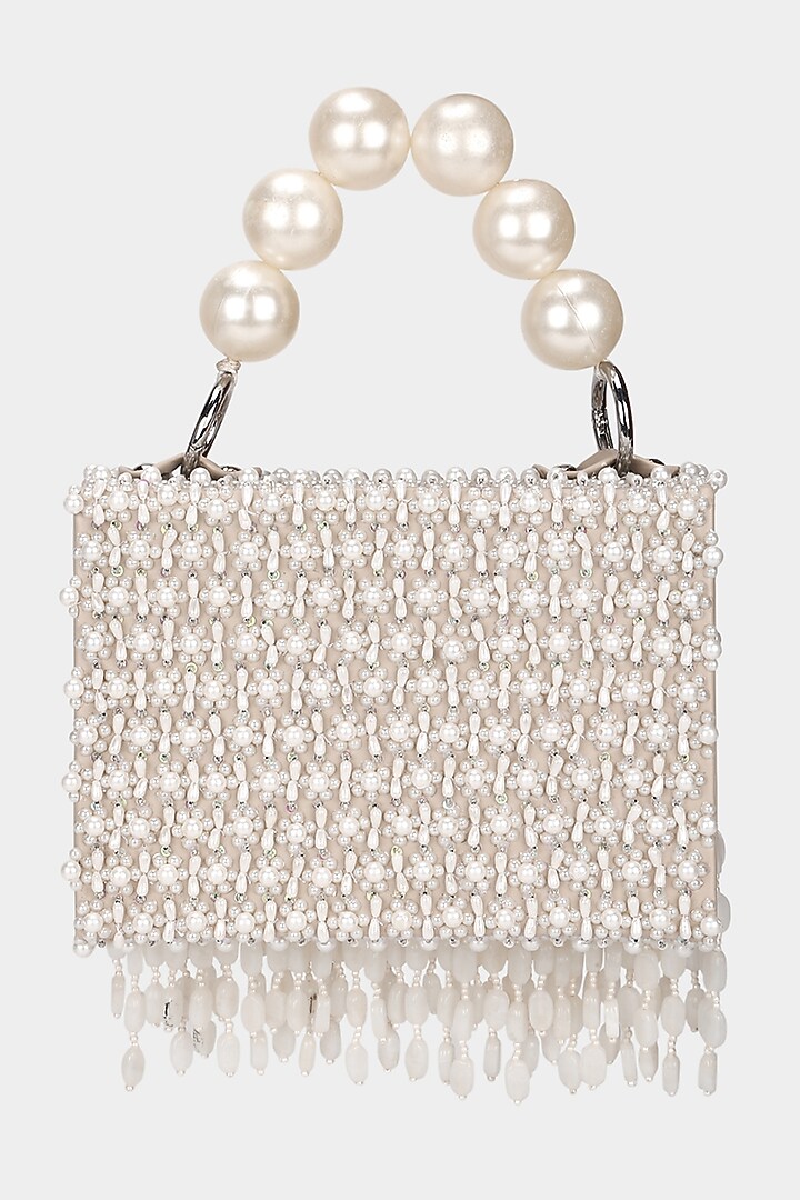 Ivory Embellished Mini Bag by Aanchal Sayal at Pernia's Pop Up Shop