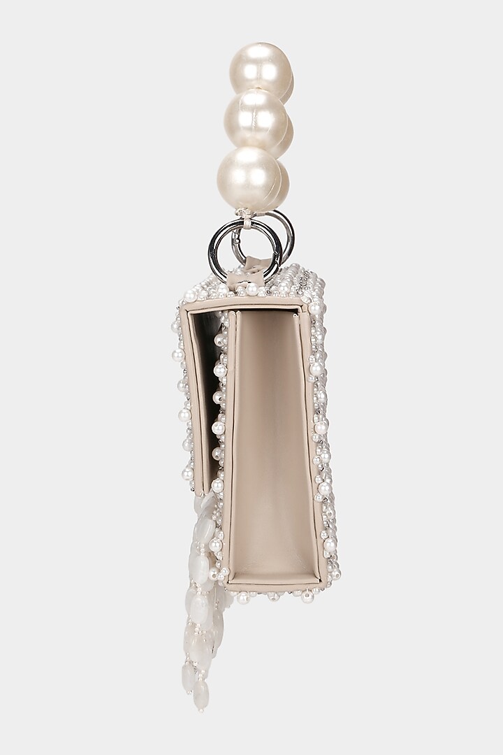 Ivory Embellished Mini Bag by Aanchal Sayal at Pernia's Pop Up Shop