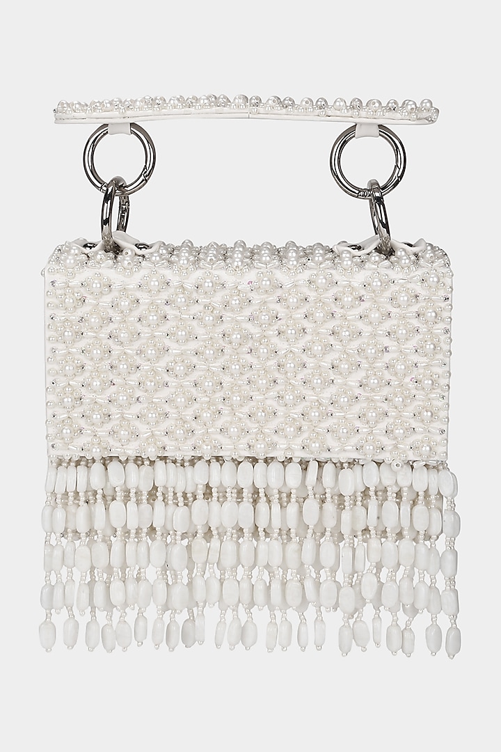 White Embellished Mini Bag by Aanchal Sayal